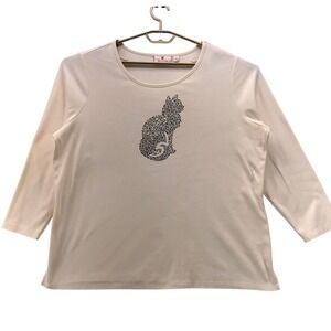 Quacker Factory‎ Cat Shirt 2X
